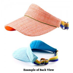 Straw Visor Hats – 12 PCS Straw w/ Cotton Lining And Elastic Band - HT-8405OG